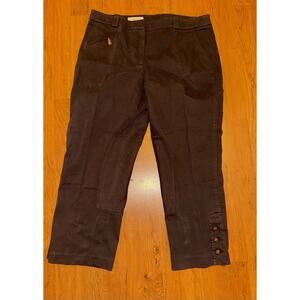 Faconnable Women’s Brown Capri Pants Wood Accent Size 10 France